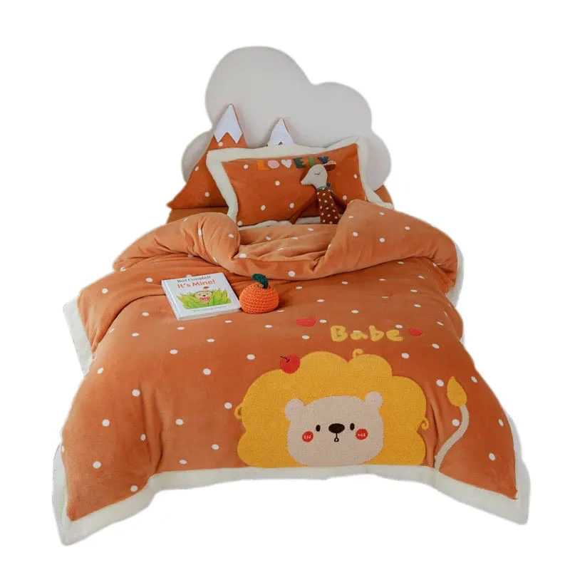 Instagram cartoon bedding sets small fresh baby baby milk down three-piece single piece quilt cover blanket sheet two-piece warm