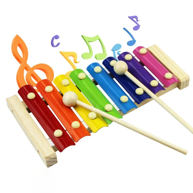 Orff music Enlightenment Toys Hand Knock Xylophone Instrument wooden percussion metal plate with child safe mallets