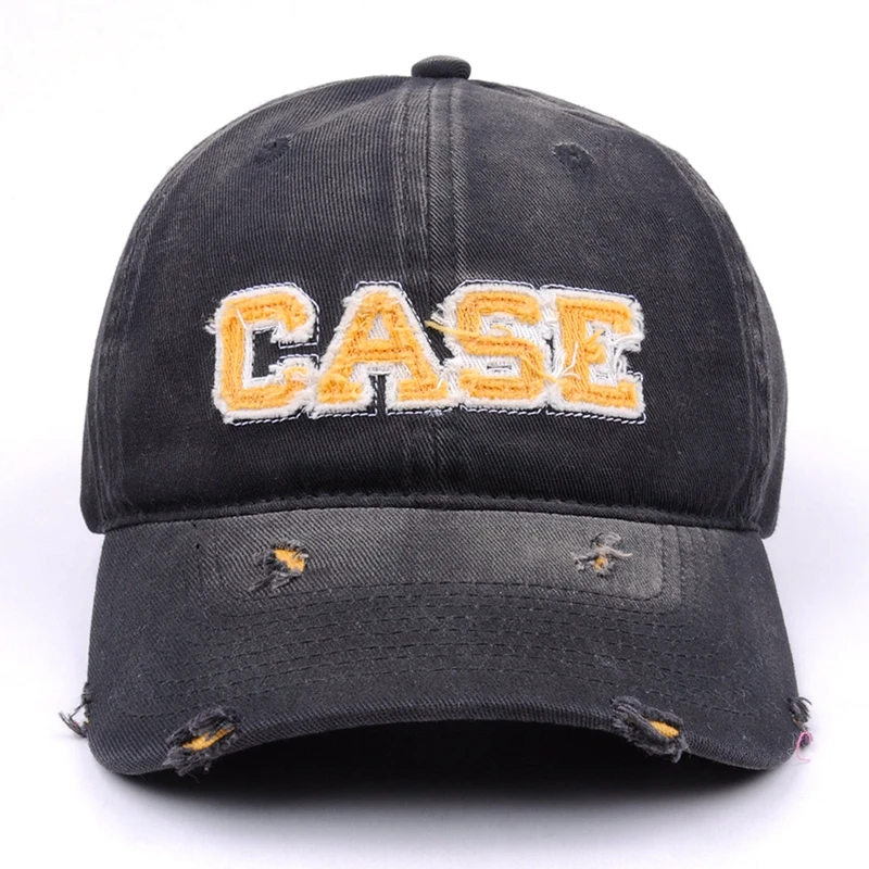Dropshipping vintage black distressed denim dad hat designer