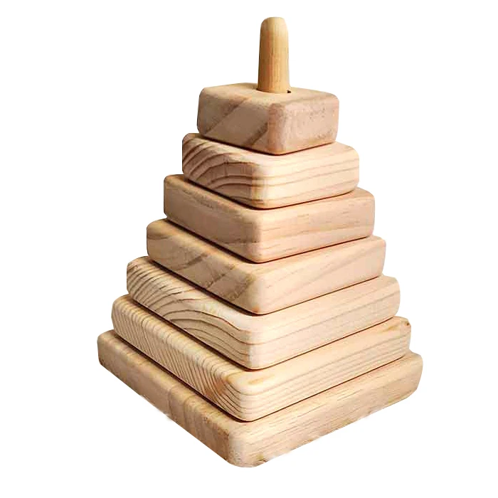 Montessori Wooden Stacking Pyramid Blocks Educational Kids Stacking Toys Puzzle Stacker