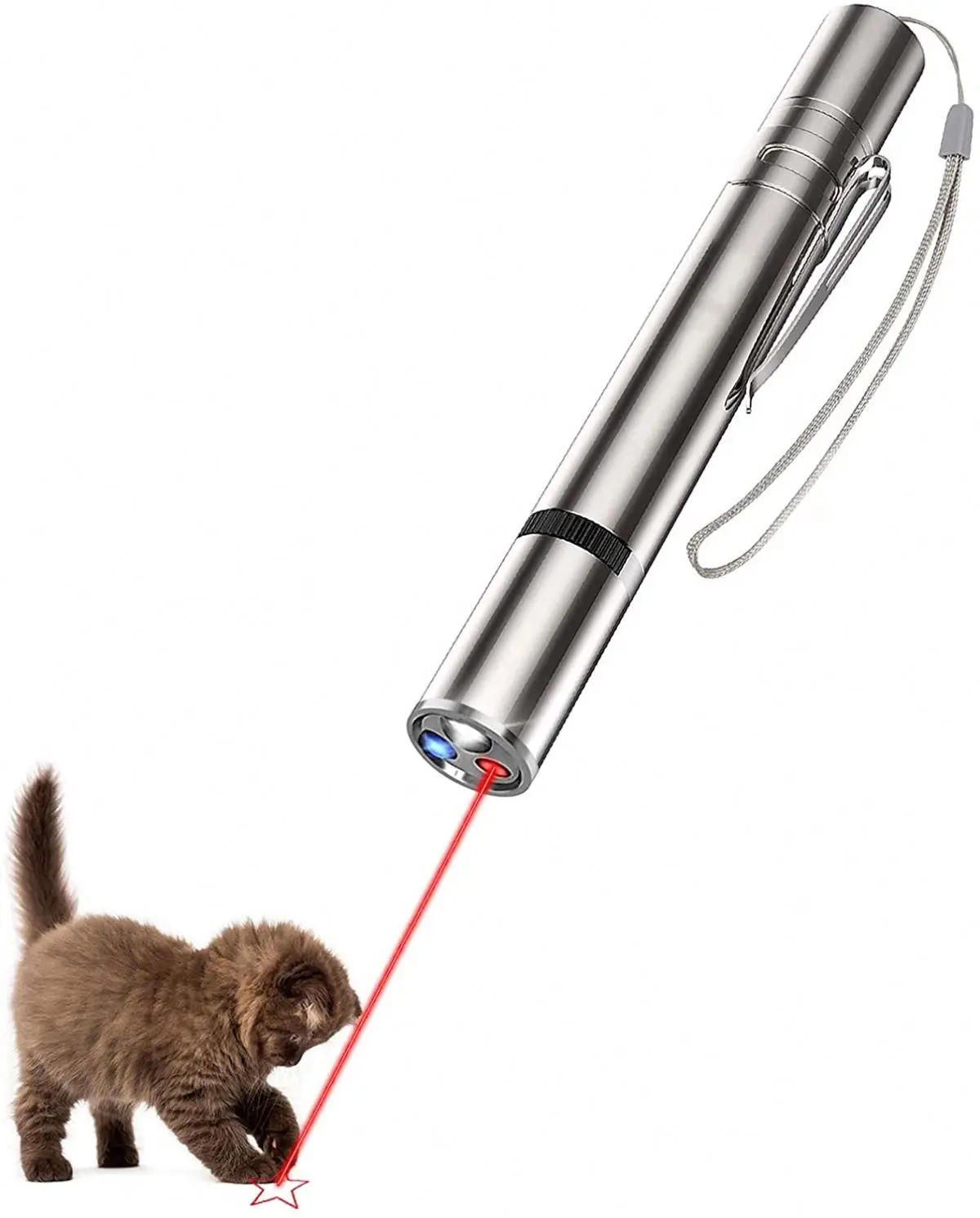 Interactive Cat Toy Kitten Chase Toys white Red and Purple light Playing for 5 Patterns Rechargeable USB Laser