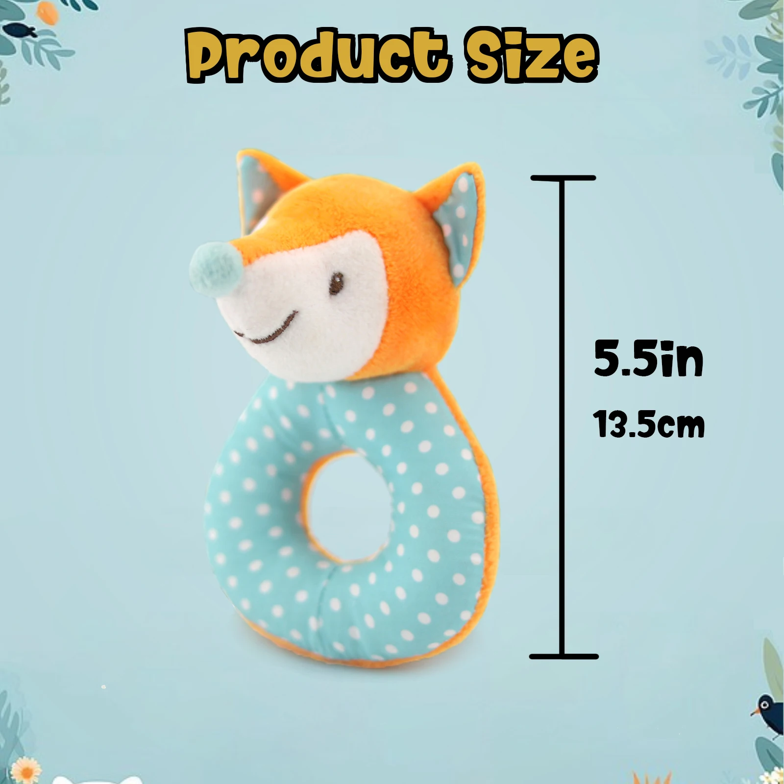 Baby Lovely Fox Soft Rattle Toy, Plush Stuffed Animal for Newborn Soft Hand Grip Shaker Over 0 Months