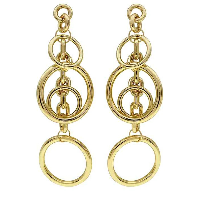 2021 new hot selling curved copper ball long stud earrings for women 18k gold plated round hoop earrings