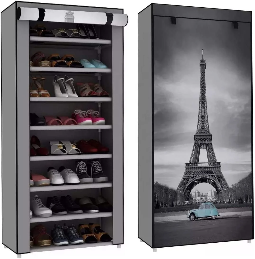 9 Tier Shoe Rack with Dustproof Fabric cloth Shoe Shelf Storage Organizer