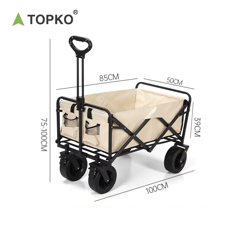 TOPKO Wholesale Portable Heavy Duty Outdoor Camping Hiking Travel Foldable Carry Trolley Cart Wagon