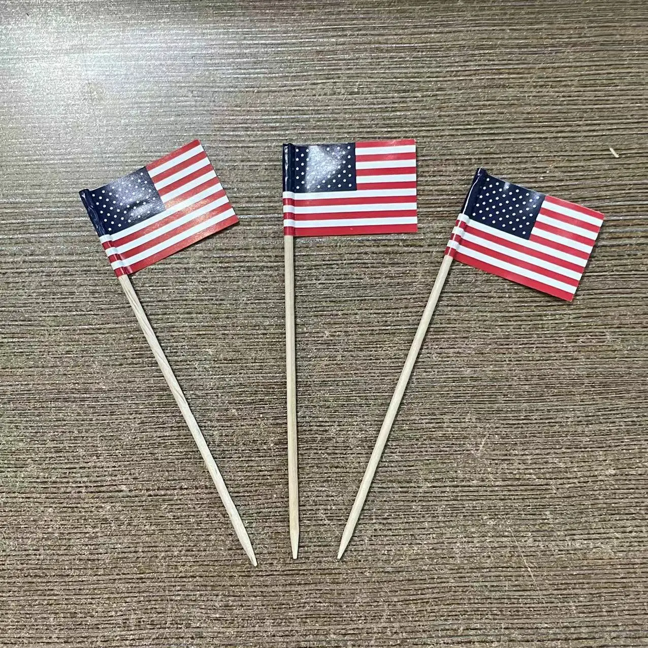 Custom Party cake decor wooden mini tooth pick stick flag 2.5x3.5cm
