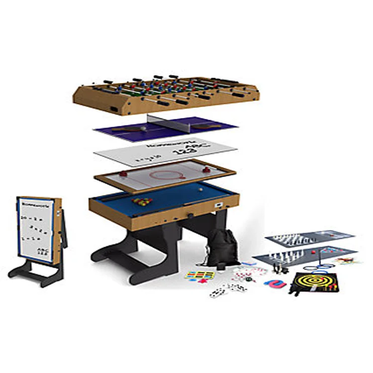 Folding multi-function game football table / air ice hockey table / billiard table / table tennis table