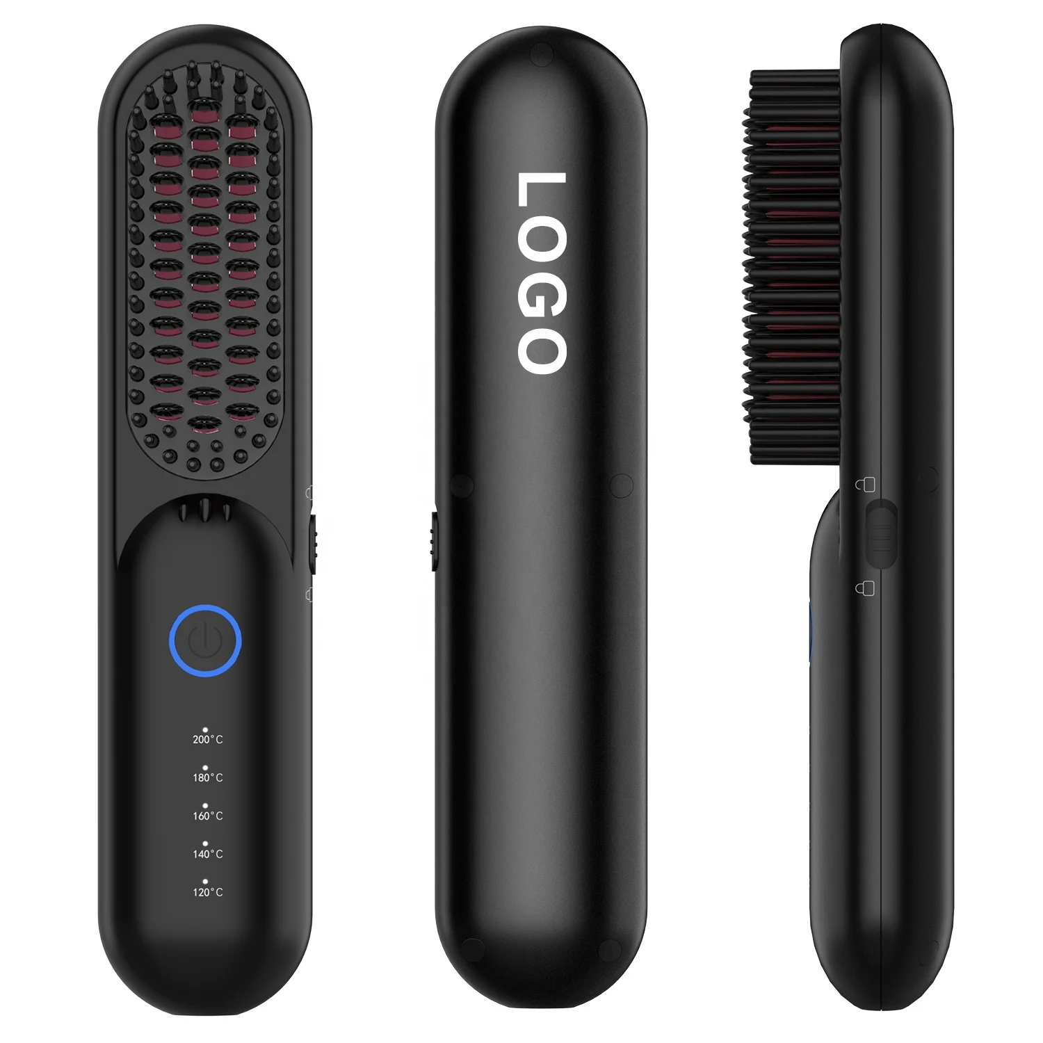 Mini Wireless Mens Heated Beard Brush Electric Portable Heat Comb Cordless Hair Straightener Brush Ionic Beard Straightener Comb