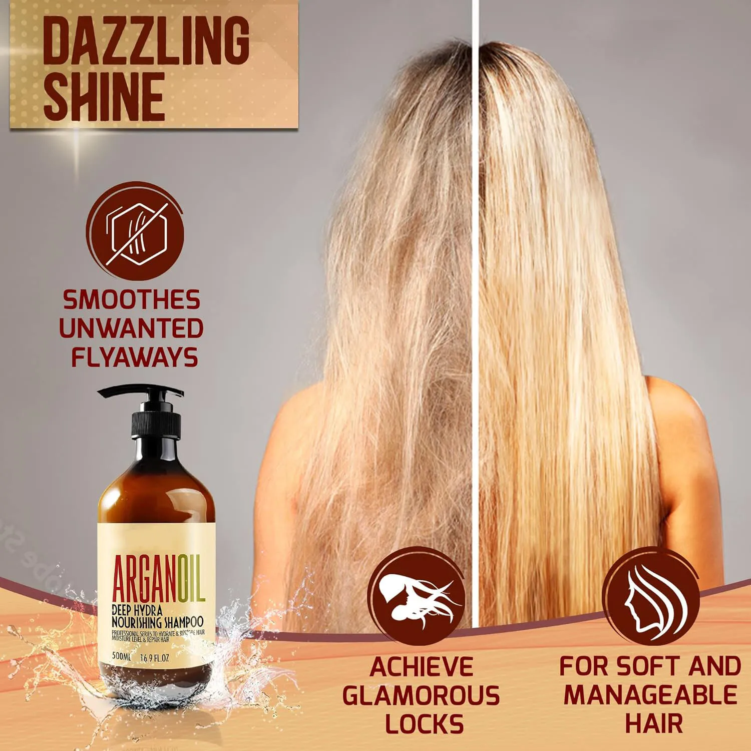 Supports OEM/OBM Argan Oil Shampoo Sulfate SLS Paraben Free hair lotion Hydrating and Nourishing Shampoo for Women and Men