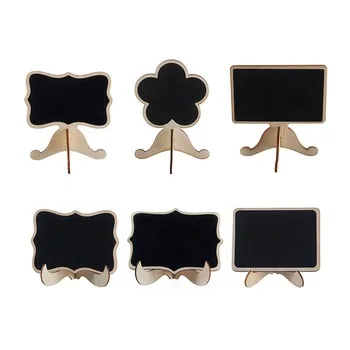 10 шт деревянные открытое кружевное миниатюрная грифельная доска Стенды для вечеринки Свадебные шведского стола знаки мини имя доска