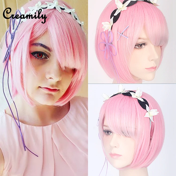 Wholesale Synthetic Hair Rem cosplay wigs for girls,blue/pink wig Short Bob Synthetic Wigs