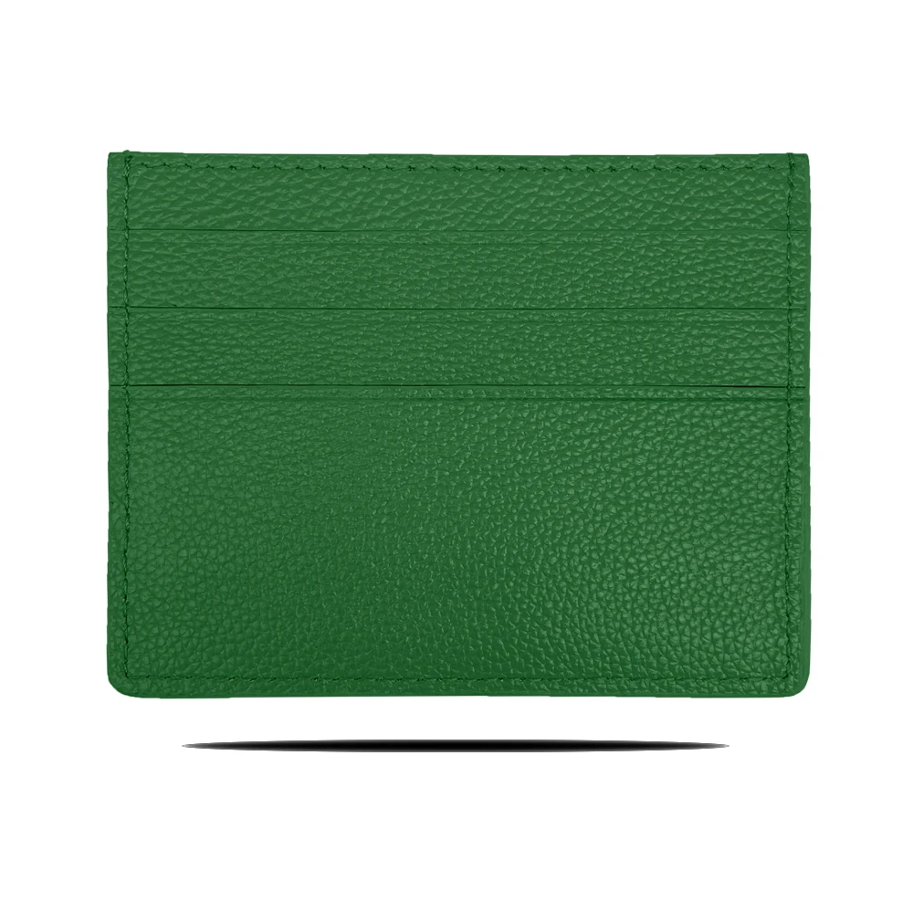 Full Grain Genuine Pebble Litchi Leather Custom logo Personalized credit card Slim Custom wallet tarjetero Leather Cardholders