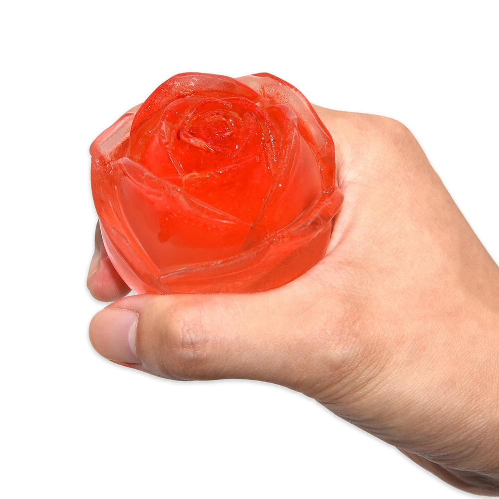 Wholesale Flexible Round Whiskey Ice Cube Tray BPA Free 4 Cavity Rose Shaped Silicone Ice Mold Maker for Homemade DIY
