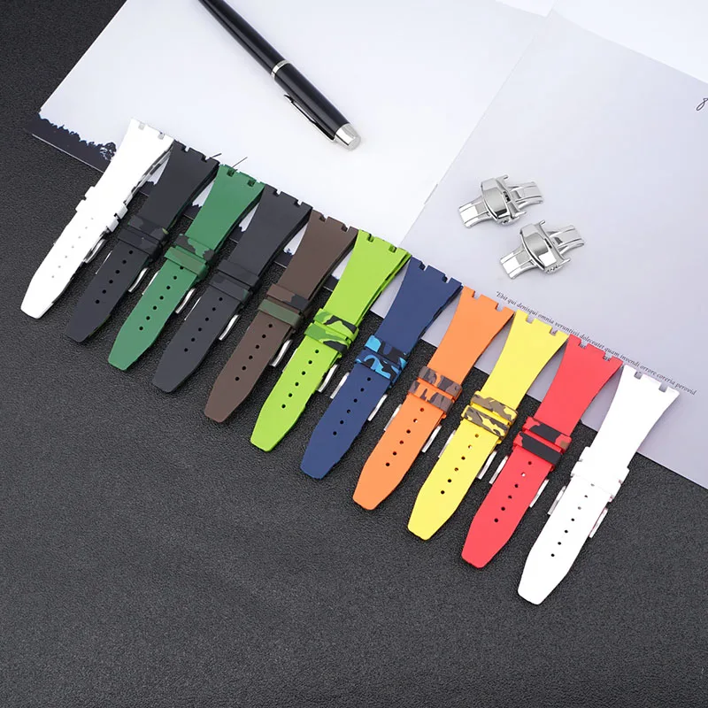 Yunse Camo Print Silicone TPU Luxury Royal Watch Band Oak 26mm Waterproof Rubber Watch Strap for AP Replacement Strap