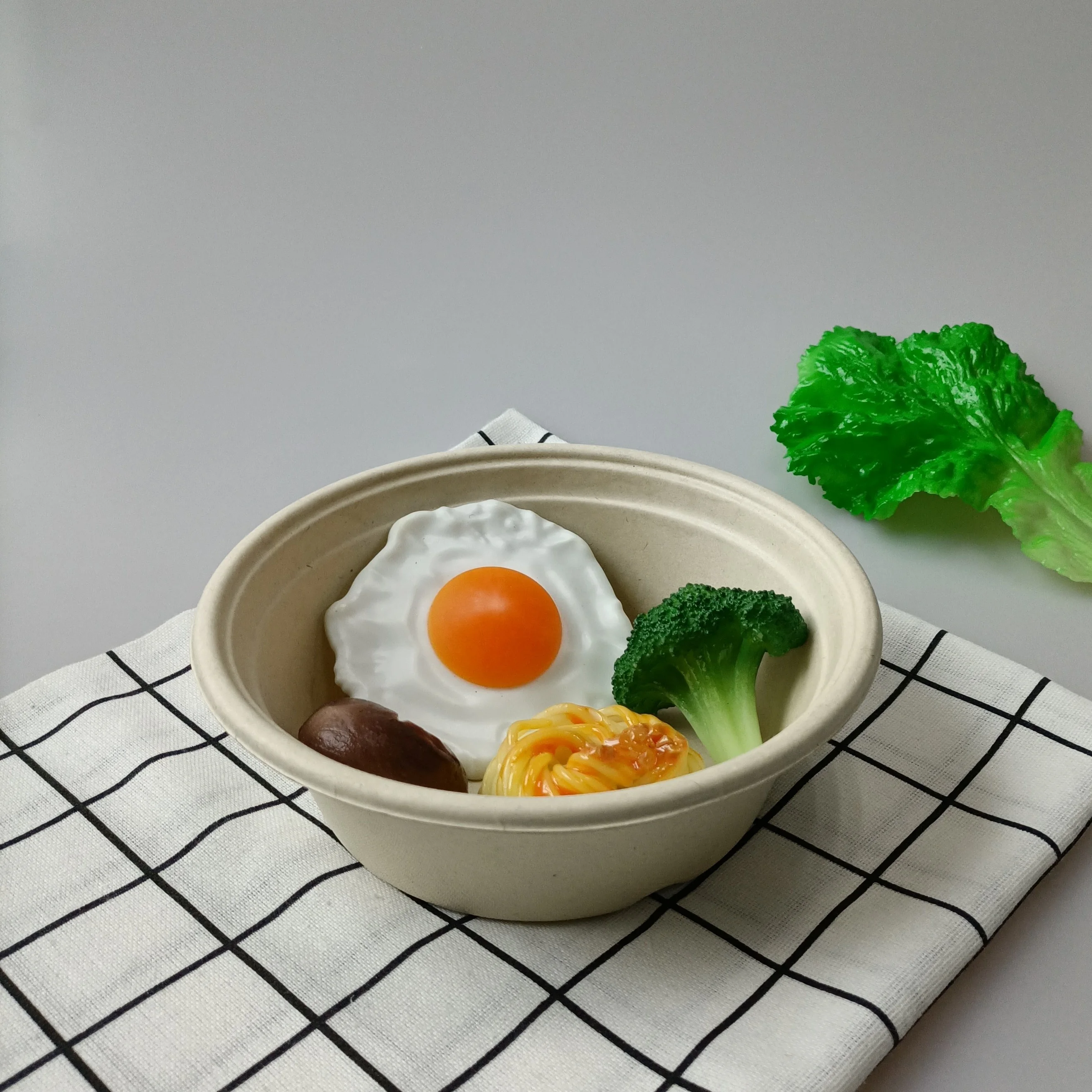 850Ml 1000Ml Sugarcane Compost Disposable Eco Tableware Soup Bowls Disposable Soup Single Round Bowl With Lid