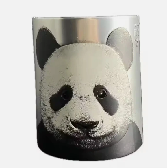 Modern Black and White Panda Wine Label Aluminum Nameplate with Stamping Technique Animal Theme