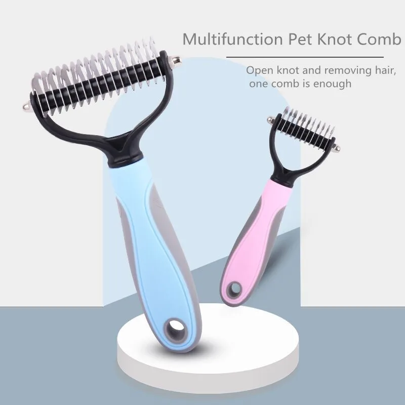 Pet Hair Remover Dog Cat Hair Comb  Pet 2 In 1 Stainless Steel Double Sided Dog Hair Brush Dog Comb