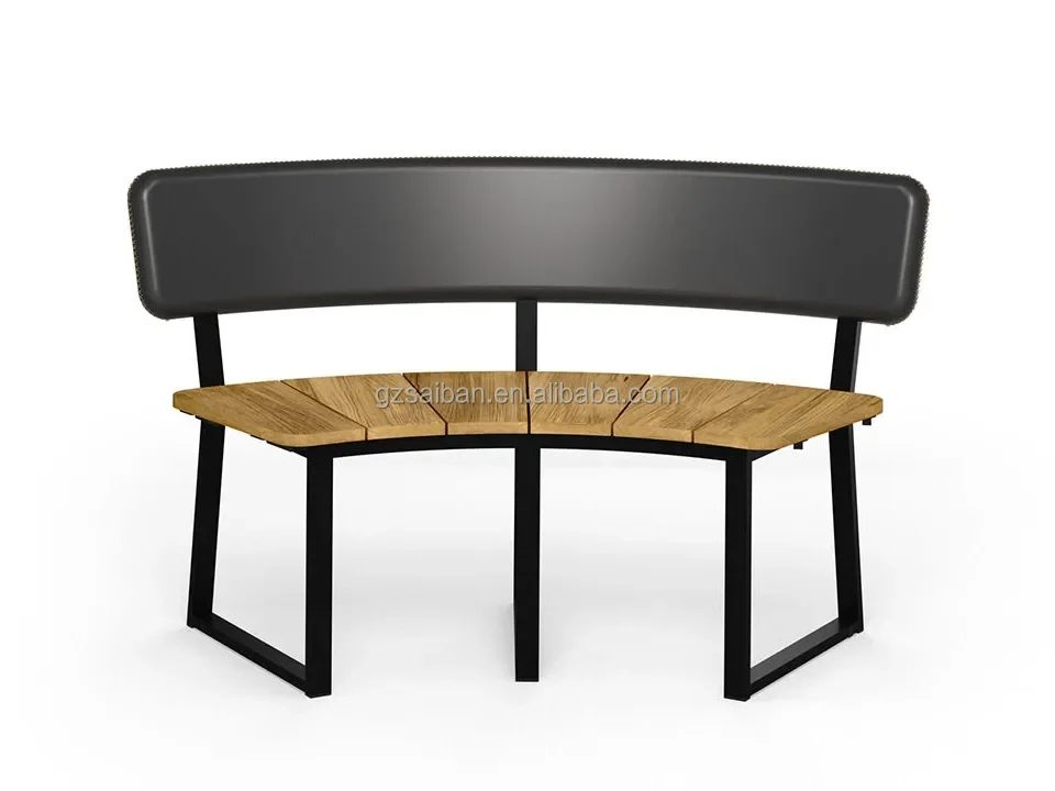 Commercial round shape wooden garden bench metal garden benches plaza street bench with backrest