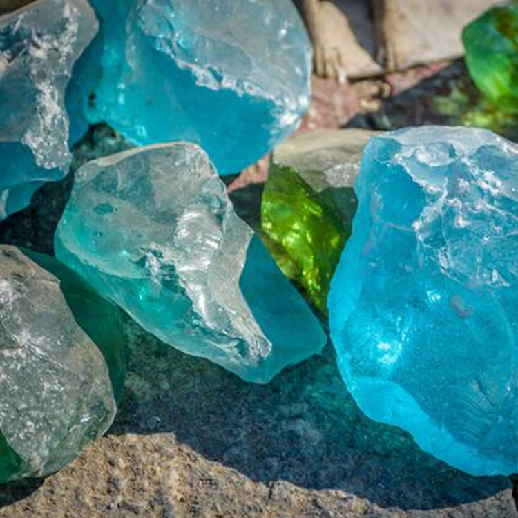 Shining Green Glass Rocks for Garden Decoration