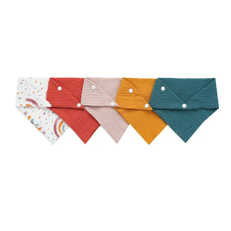 Wholesale 5 Pcs /Pack Cotton Bibs Baby Products Absorbent Baby Bandana Drool Bibs Soft Muslin Baby Bib Set