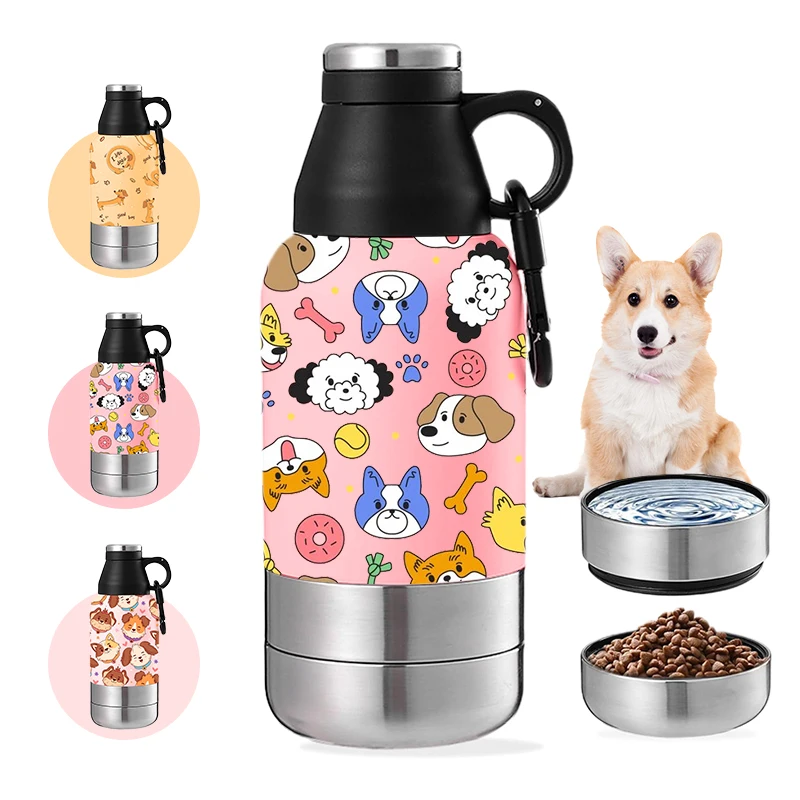 Best Seller Leak Proof Portable Puppy Pet Water Bottle Dog Water Bottle for Outdoor Walking Travel with Two Pet Feeder Bowls