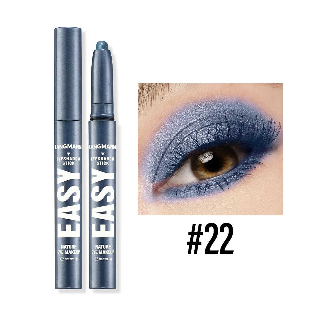 LANGMANNI 12 color eye shadow stick Pearl matte finish eye shadow pen Glitter Waterproof Lasting Shimmer Eyeshadow Eye Makeup
