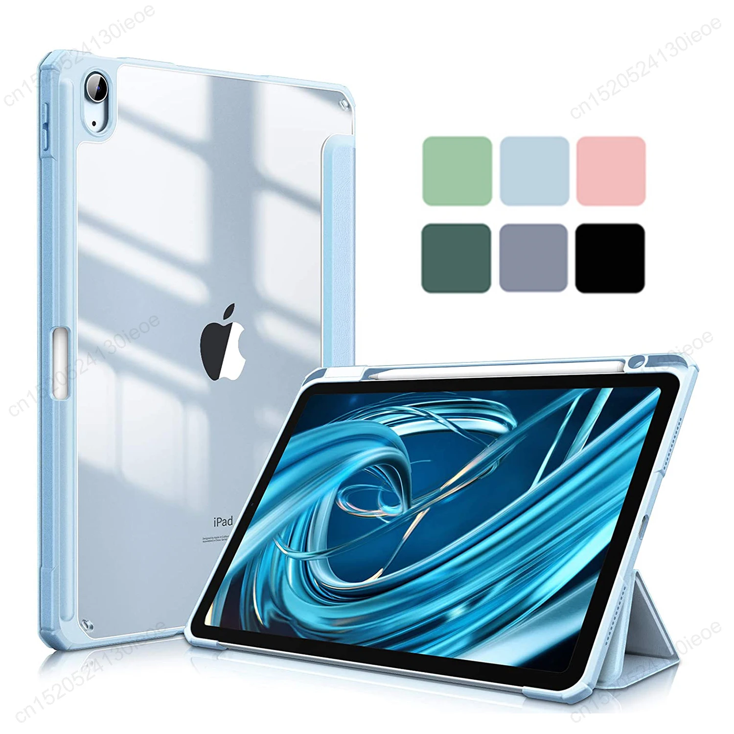 For iPad Case 10.2 9th 8th 7th 10 10th Pro 11 12.9 2022 Cover Clear Pencil Holder Funda For iPad Air 5 4 10.9 Cases
