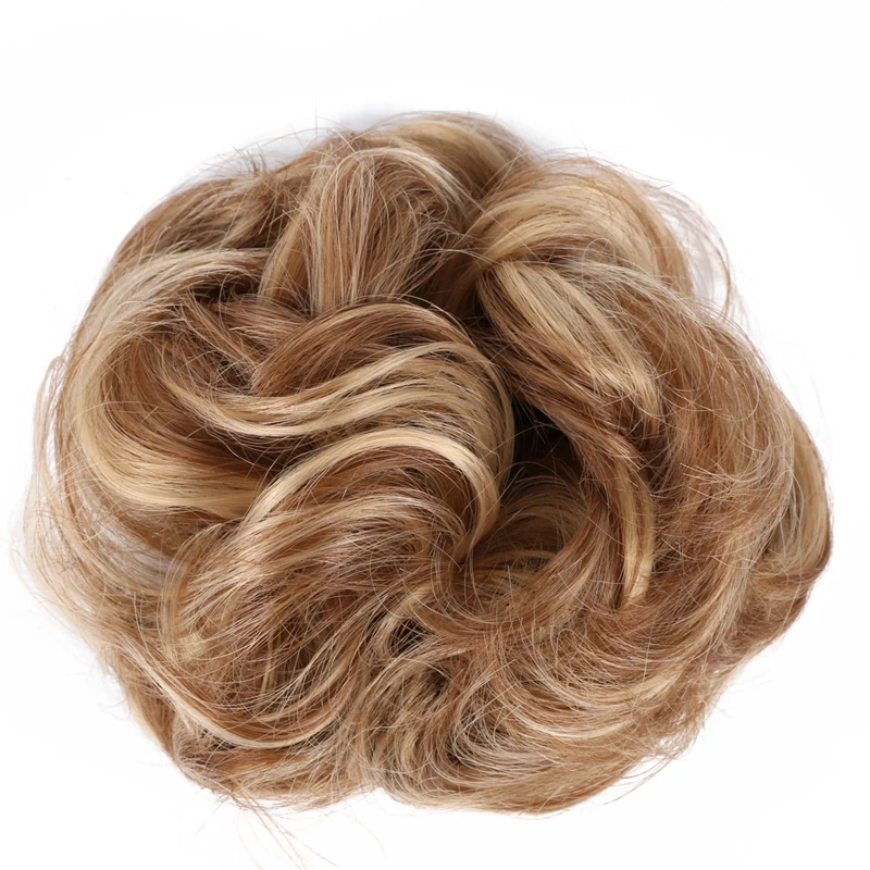Synthetic Flexible Hair Buns Curly Scrunchy Chignon Elastic Messy Wavy Scrunchies Wrap For Ponytail Extensions For Women