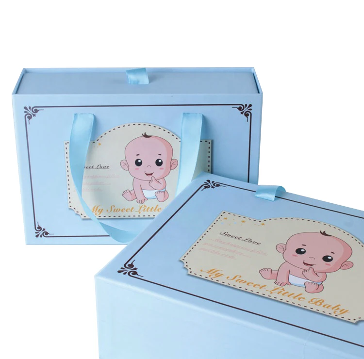 Wholesale custom high-end luxury cardboard newborn baby clothing gift box portable toy packaging box with sliding drwer