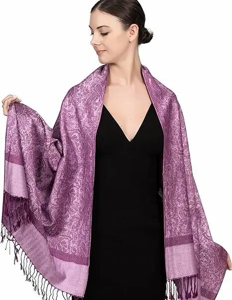 Light Weight High Quality Paisley Jacquard Pashmina Shawl Wrap Scarf for Women