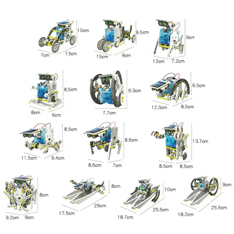 Hot selling DIY13 in 1 scientific experiment puzzle assembly solar robot