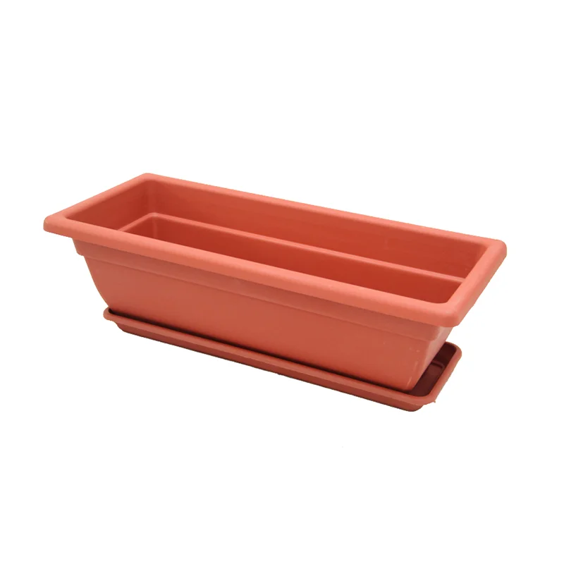Outdoor Balcony Patio Rectangular Terracotta Flower Pots Plastic Plant Box Long Flowerpot
