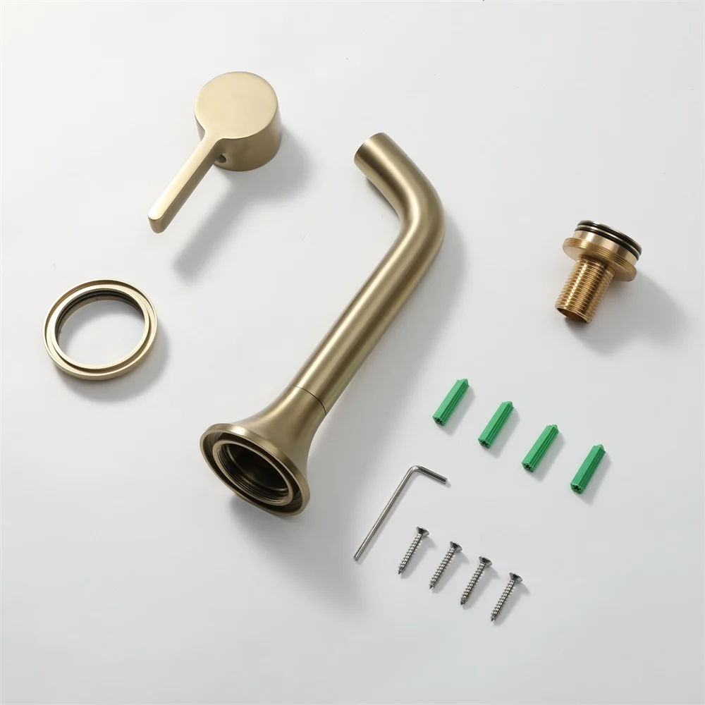 Minimalist Wall-mounted Brass Bathroom Faucet Single Brass Handle Basin Mixer Tap Kitchen Water Tap Sanitary Ware
