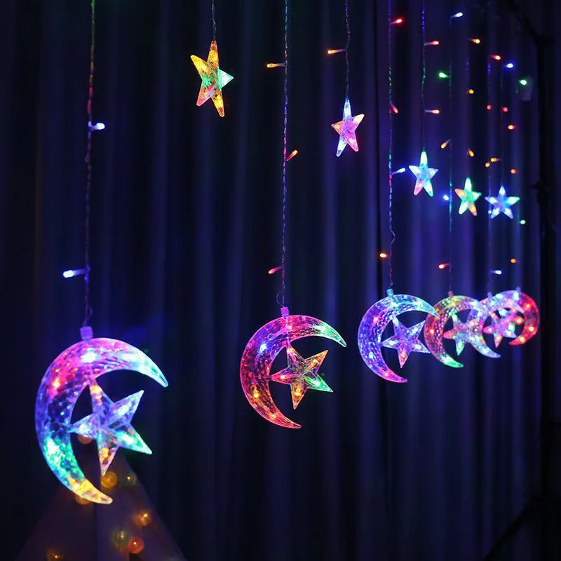Ramadan Decoration Lights String Stars Moon Curtain Lights Eid Decoration Lights
