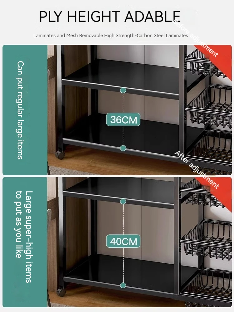 Kitchen rack floor multi-layer movable household vegetable basket storage storage shelf supplies Daquan