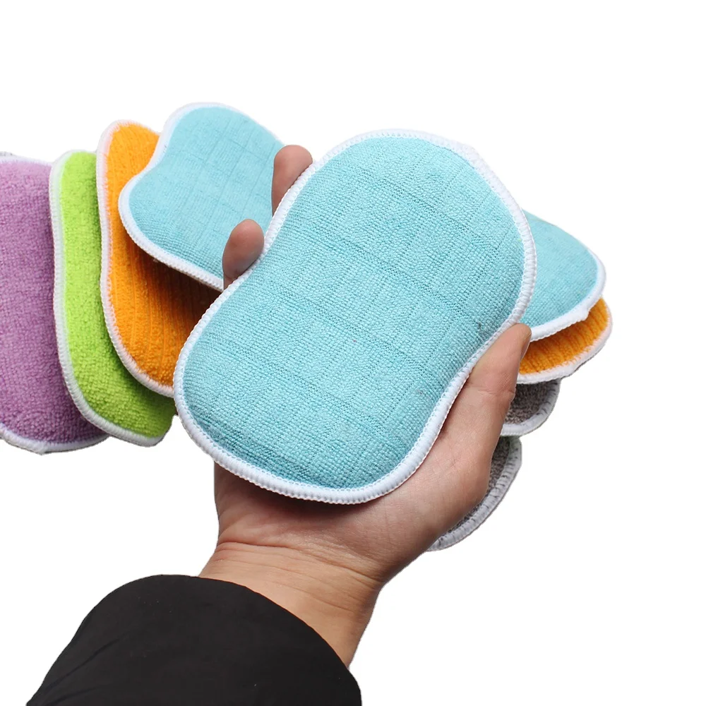 Repeatable Microfiber Kitchen Sponge Kitchen Cleaning Dish Washing Sponge