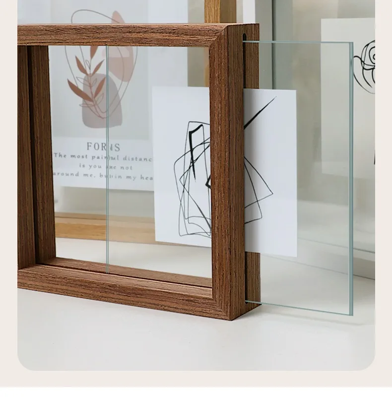 Wholesale 6x8 8x10 Transparent Double Sided art Picture Wooden Display modern artwork Flower Sublimation Glass Photo Frame