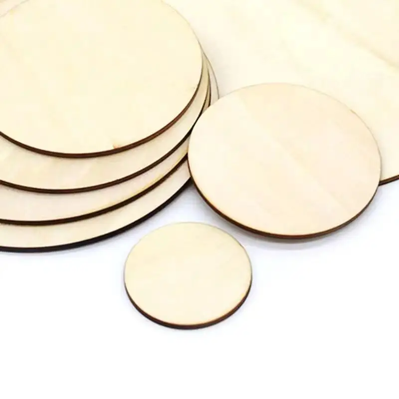 Прямая продажа с фабрики круглые деревянные вырезы из натурального необработанного дерева для покраски/творчества/украшения