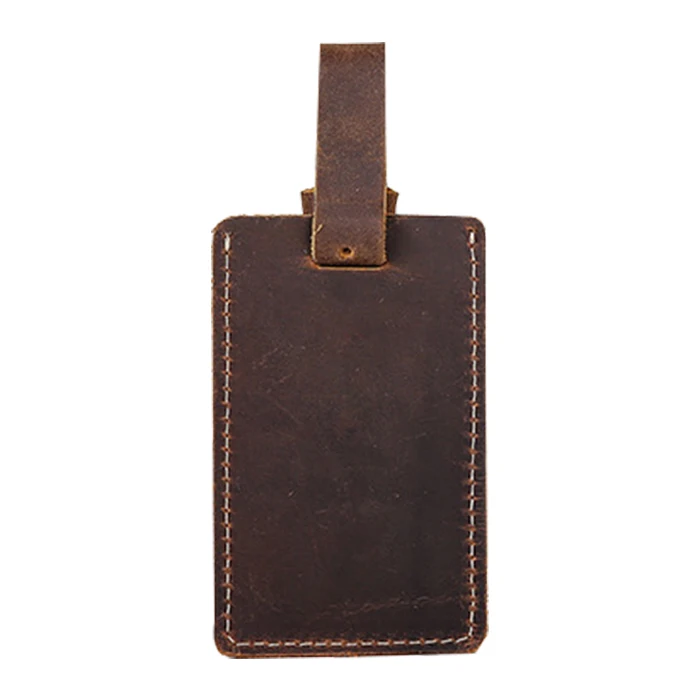 Luxury Genuine Crazy Horse Leather Personalized Embossed Logo Business Travel Airline Card Set Name Luggage Tags