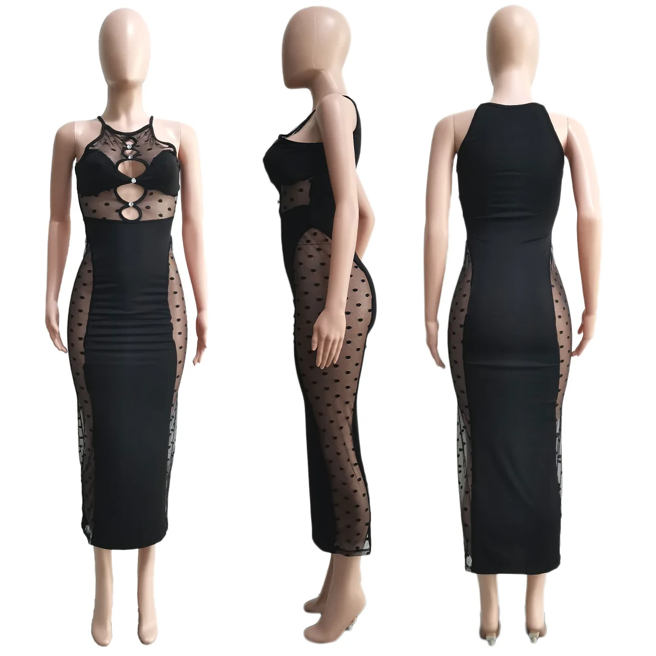 Dresses Boutique Sexy Mesh See-through Bodycon Maxi Dresses Women Lady Lace Elegant Long Dresses For Club Party