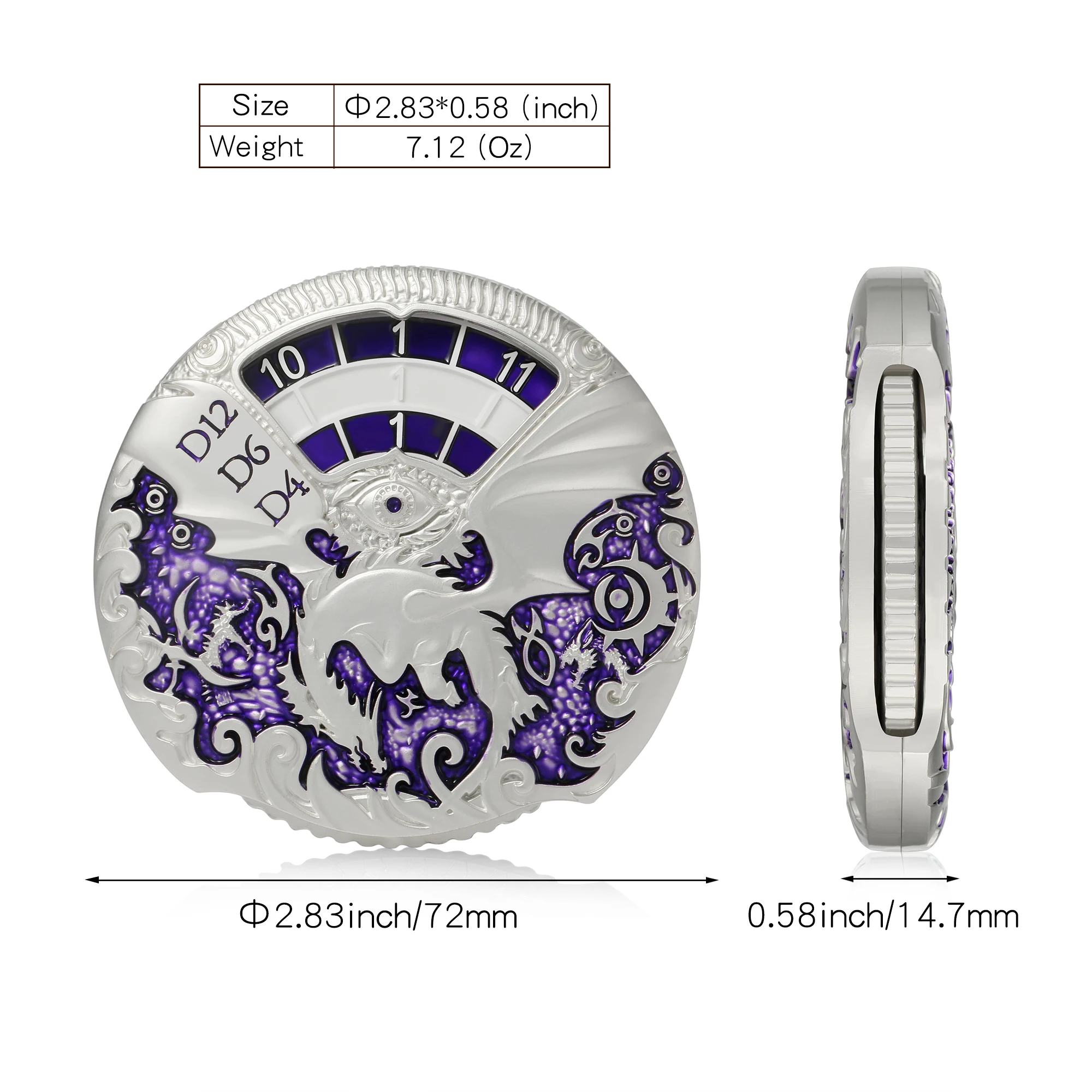 DND Spinner Dice 7-in-1 Fidget Spinner Metal D&D Dice Set with Gorgeous Gift Box for Dungeons and Dragon and Tabletop Game