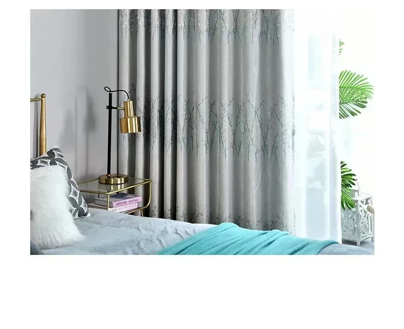 100% Polyester Jacquard Blackout For Window Blinds Geometric Jacquard Fabric Ready Made Curtains For The Living Room