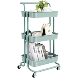 Vonssen 3 Tier Rolling Utility Cart with Wheels for Library