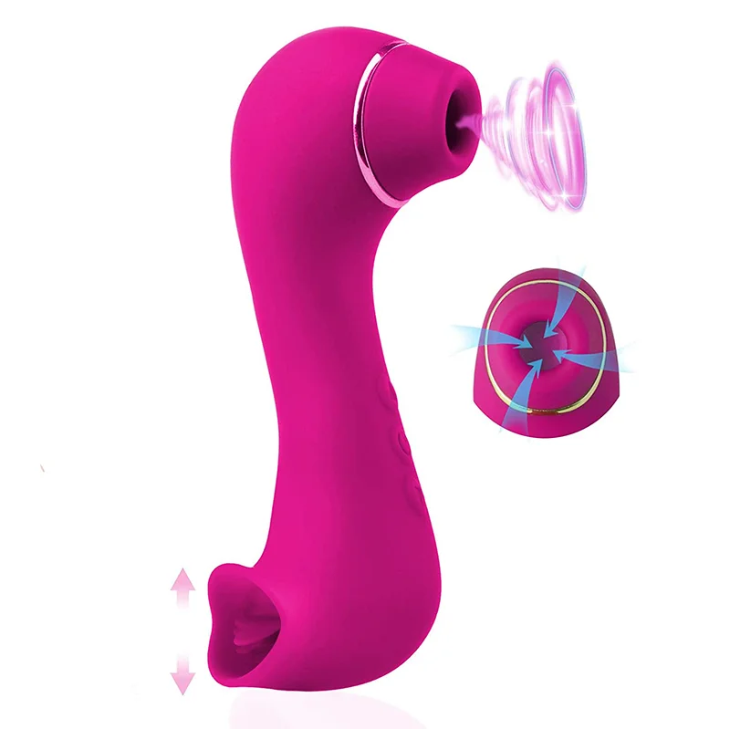 Wholesale 2 in 1 Clitoral Sucking Vibrator Tongue Licking Toys Nipple Clitoris Vagina Stimulator Girl Woman Pleasure Adult Toys
