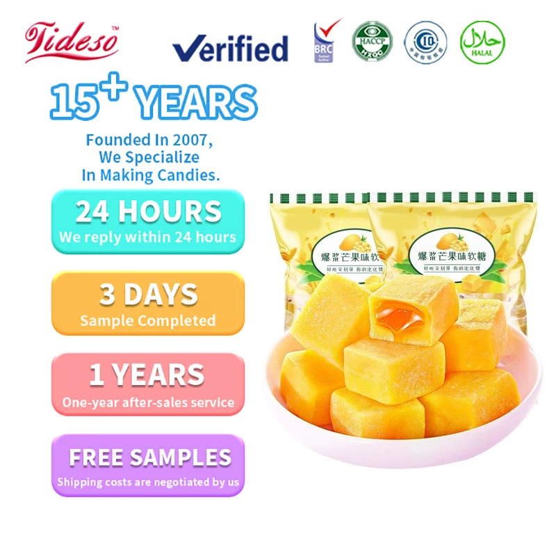 Hot Sale Halal Sweets And Candies Bulk Package Confectionery Snack Handmade Mango Gummy Candy