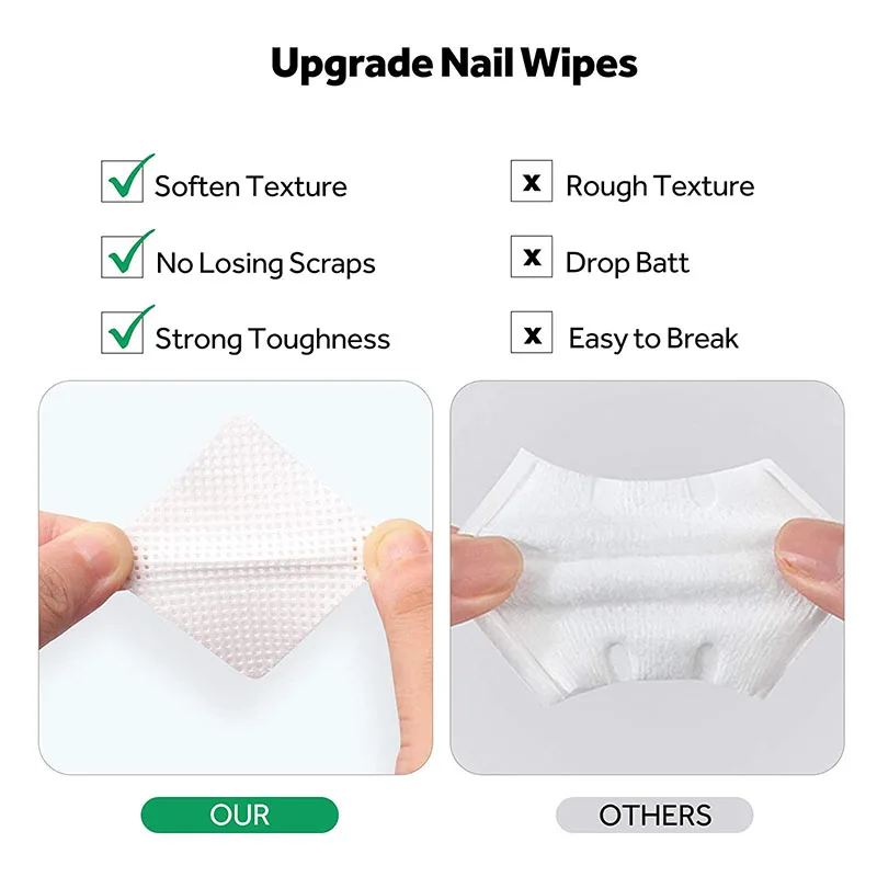 Private Label Plastic Box Lint Free Nail Cotton Wipes Custom Nail Polish Remove Wipes 200pcs