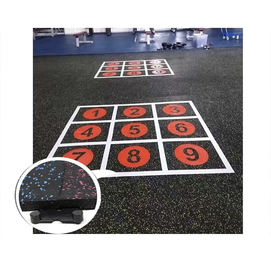 Noisy proof floor protective gym floor mat rubber interlocking tile