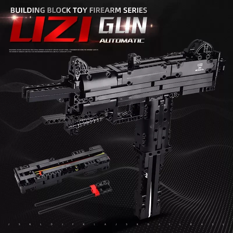 HW TOYS 796 PCS Military Assemble Insert Plastic Firearms Bricks Sets Model UZI Submachine Building Block Gun For Kids