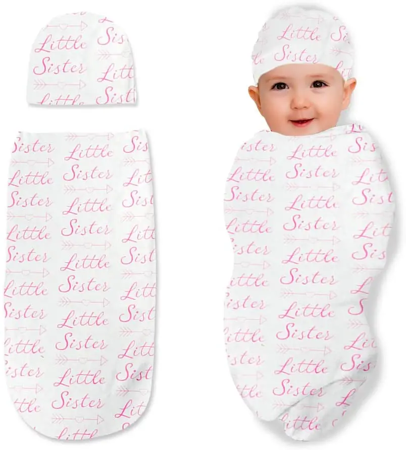 Newborn Sleep Sack Dinosaur Bear Print Sleeping Bag Baby Cocoon Swaddle with Knot Hat Beanie