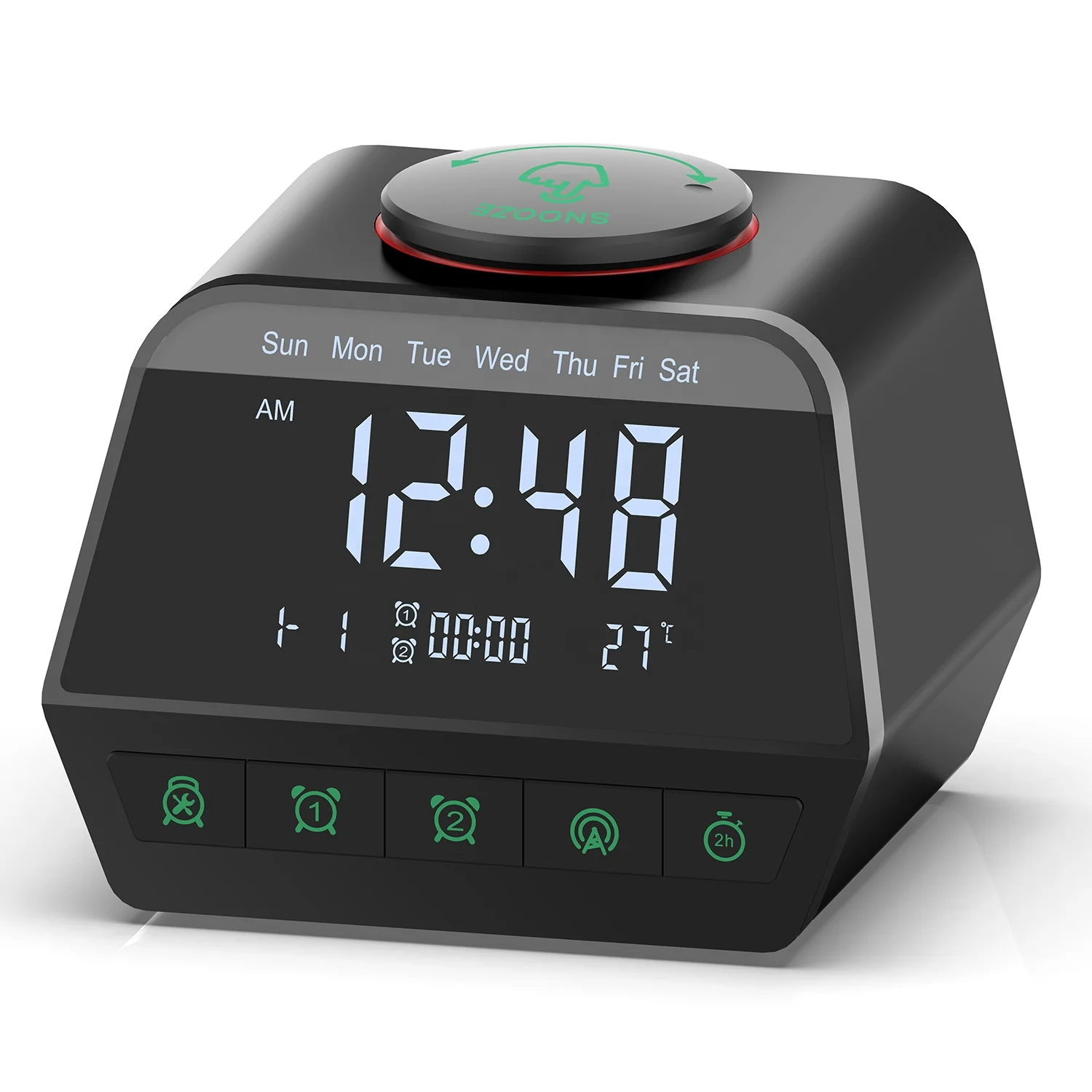 FANSBE Desk 12 Soothing Songs Dual USB Charging Led Digital White Noise Sound Machine Alarm Clock